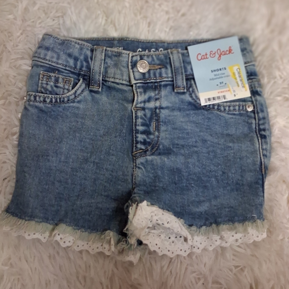 Jack by BB Dakota Blue Denim Lace-Trim Shorts